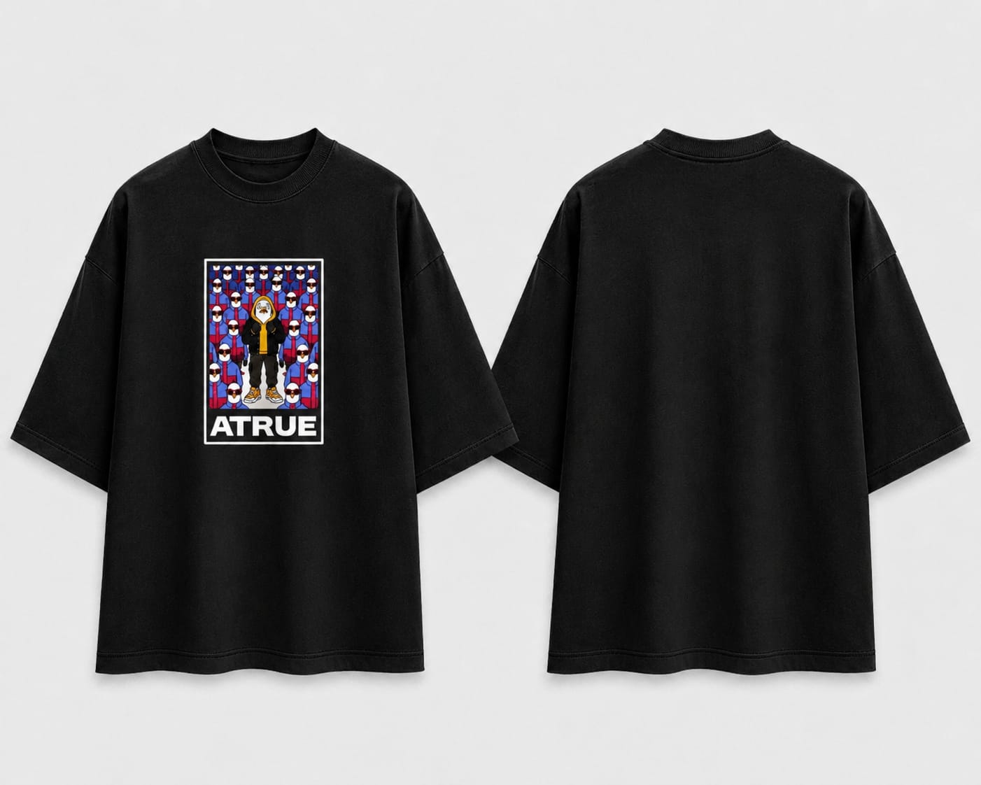 Mockup camisa oversized FORA DA CAIXA Preto